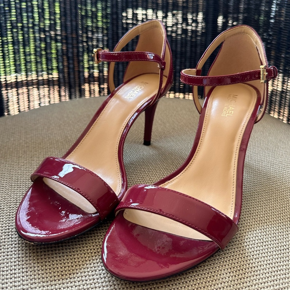 MICHAEL Michael Kors Simone Mid Sandal, Color: Mulberry, Size 7M; 3 inch heel